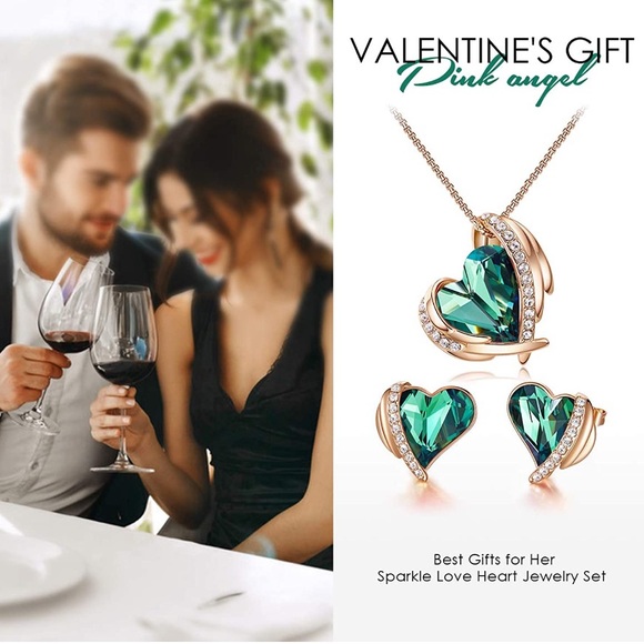 Love Heart Necklaces and Earrings Jewelry Set - Picture 5 of 8